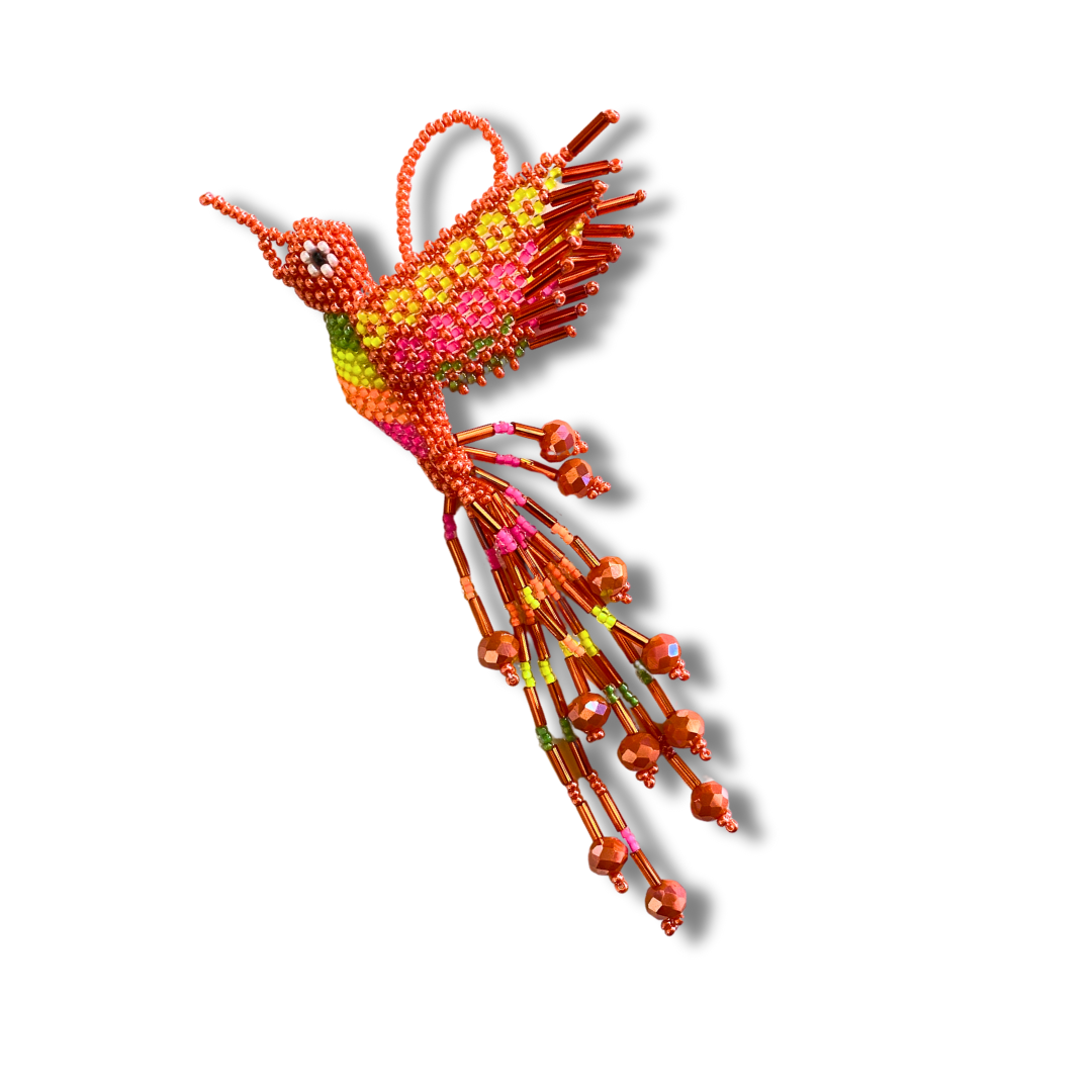 Large Hummingbird Seed Bead Ornament - Guatemala-Decor-Yulisa (Galería Artes Chávez - GU)-Tone 1-Lumily MZ Fair Trade Nena & Co Hiptipico Novica Lucia's World emporium