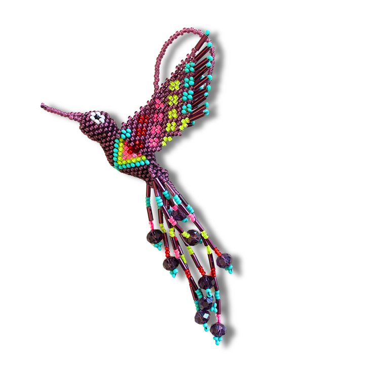 Large Hummingbird Seed Bead Ornament - Guatemala-Decor-Yulisa (Galería Artes Chávez - GU)-Tone 2-Lumily MZ Fair Trade Nena & Co Hiptipico Novica Lucia's World emporium