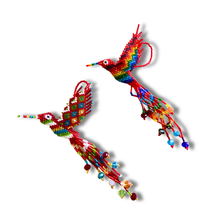 Large Hummingbird Seed Bead Ornament - Guatemala-Decor-Yulisa (Galería Artes Chávez - GU)-Tone 3-Lumily MZ Fair Trade Nena & Co Hiptipico Novica Lucia's World emporium