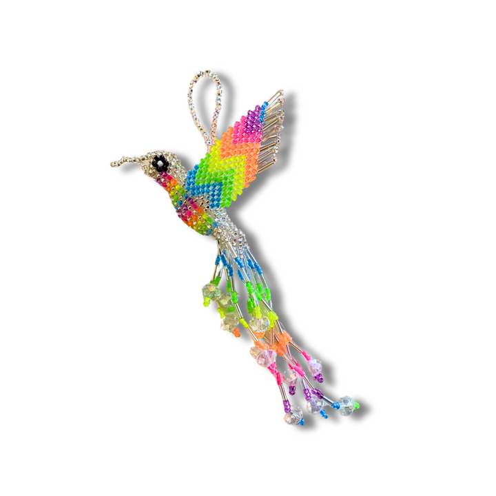 Large Hummingbird Seed Bead Ornament - Guatemala-Decor-Yulisa (Galería Artes Chávez - GU)-Tone 6-Lumily MZ Fair Trade Nena & Co Hiptipico Novica Lucia's World emporium