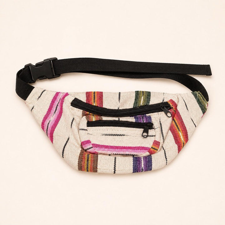 Unisex Fanny Pack | Hip Pack with Sustainable Fabric - Guatemala-Bags-Don Miguel (Tipicos el Paisaje - GU)-White-Lumily Fair Trade Handmade