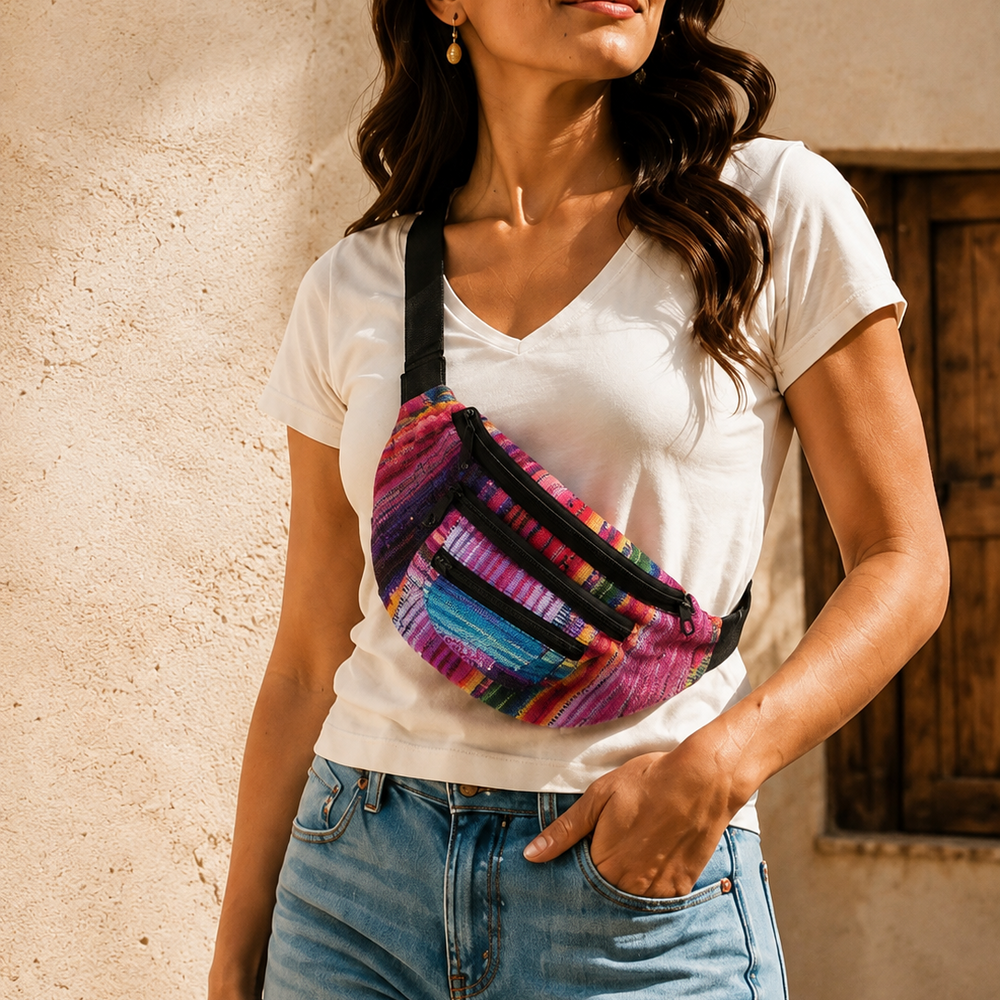 Unisex Fanny Pack | Hip Pack with Sustainable Fabric - Guatemala-Bags-Don Miguel (Tipicos el Paisaje - GU)-Lumily Fair Trade Handmade