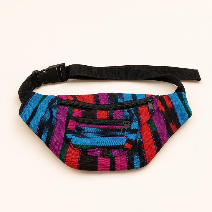 Unisex Fanny Pack | Hip Pack with Sustainable Fabric - Guatemala-Bags-Don Miguel (Tipicos el Paisaje - GU)-Black Multicolor-Lumily Fair Trade Handmade