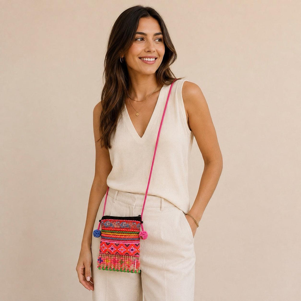 One-of-a-Kind Vintage Hmong Ceremonial Textile Crossbody Bag - Thailand-Crossbody-Pranee Shop-Lumily MZ Fair Trade Nena & Co Hiptipico Novica Lucia's World emporium