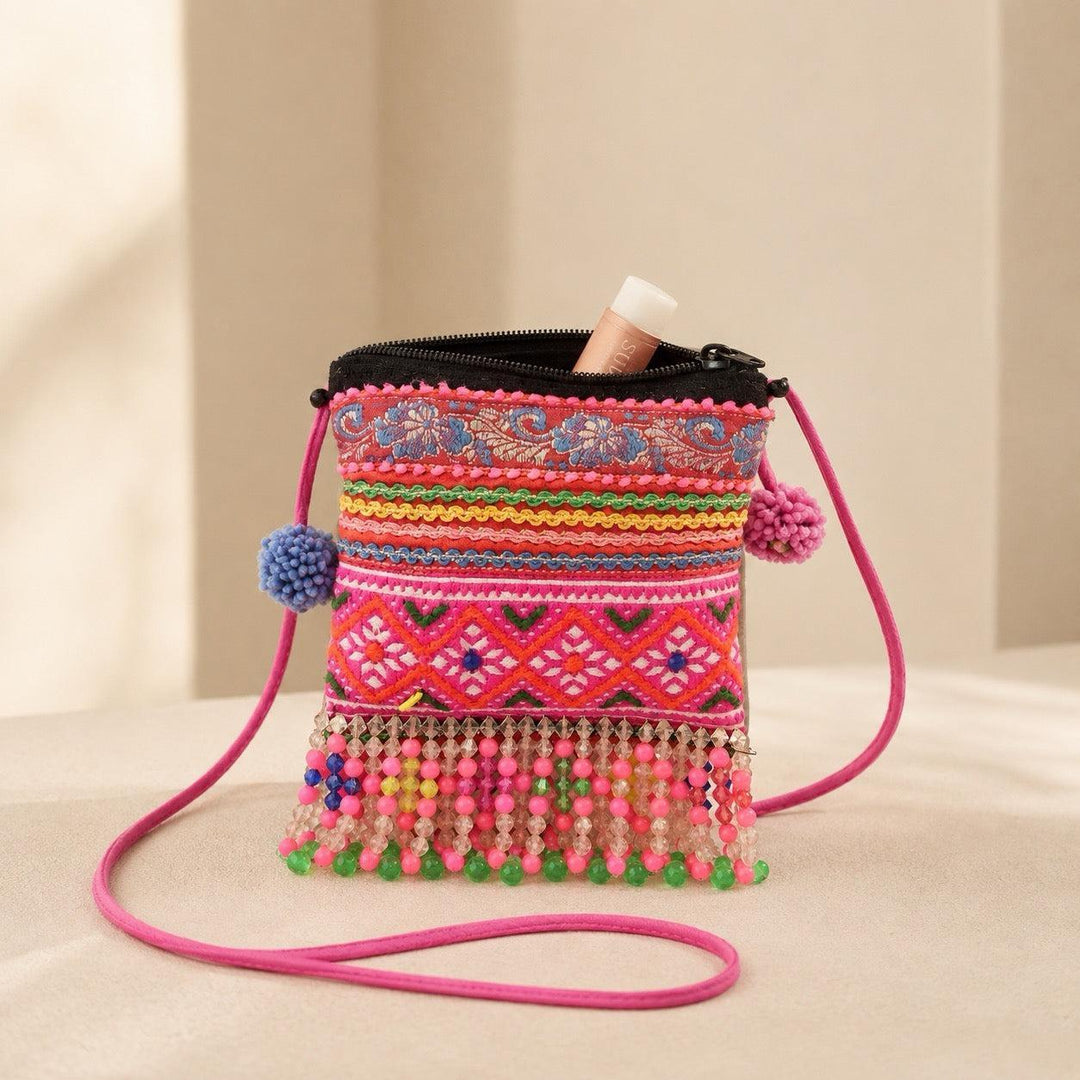 One-of-a-Kind Vintage Hmong Ceremonial Textile Crossbody Bag - Thailand-Crossbody-Pranee Shop-Lumily MZ Fair Trade Nena & Co Hiptipico Novica Lucia's World emporium