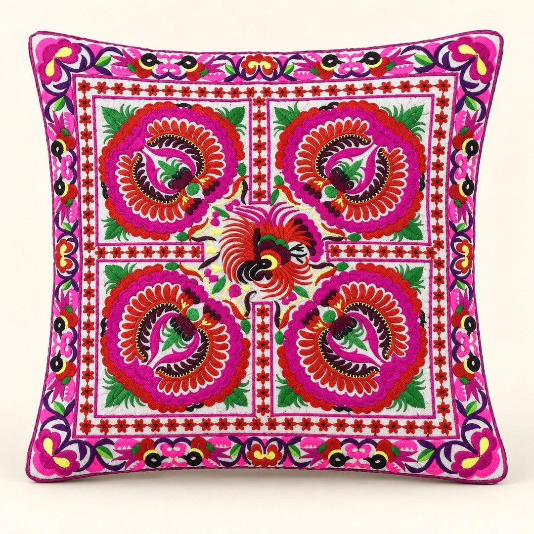 Hmong Bird Embroidered Pillow Cover - Thailand