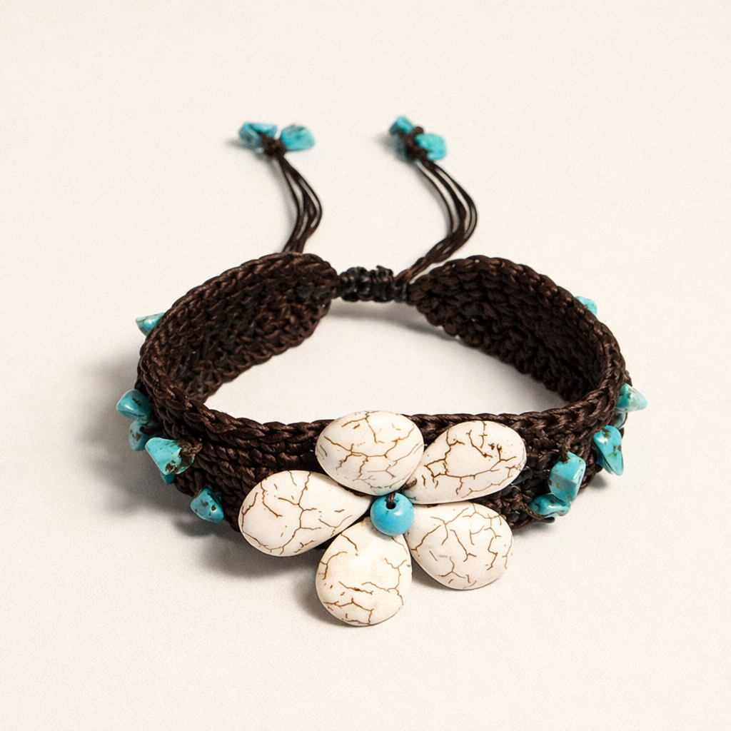 BUNDLE: Wax String Flower Stone Handcrafted Bracelet 4 Pieces - Thailand-Bracelets-Lumily-Lumily MZ Fair Trade Nena &amp; Co Hiptipico Novica Lucia&