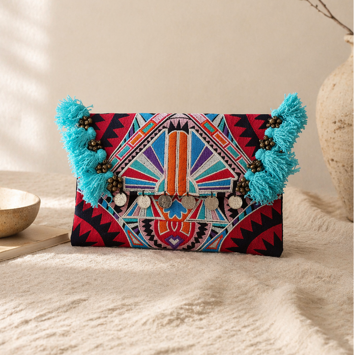 Embroidered Multi Tassel Clutch Bag iPad Case – Thailand-Bags-Lumily-Lumily MZ Fair Trade Nena &amp; Co Hiptipico Novica Lucia&