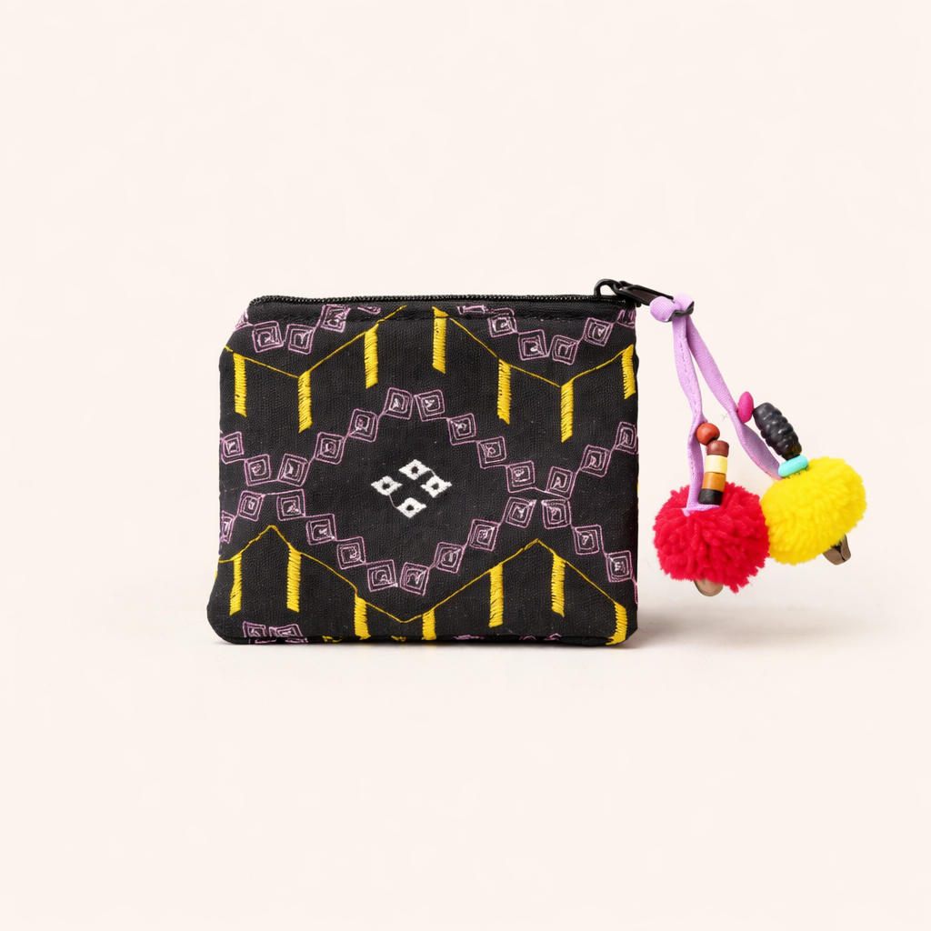 Lagoon Geometric Embroidered Coin Purse - Thailand-Bags-Lumily-Lumily MZ Fair Trade Nena & Co Hiptipico Novica Lucia's World emporium