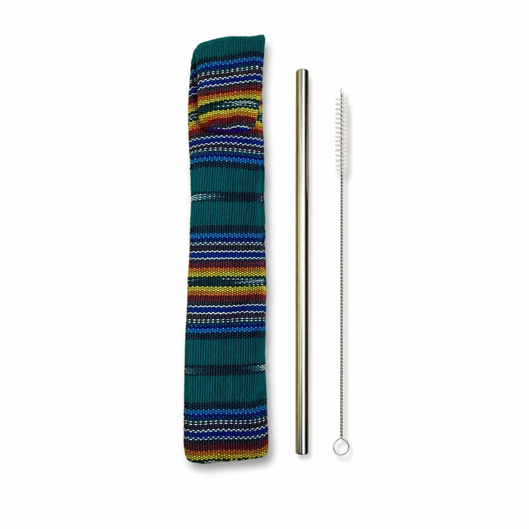 Reusable Sustainable Straw Kit with Straw and Cleaner - Guatemala-Accessories-Laura y Francisco (GU)-Green-Lumily MZ Fair Trade Nena &amp; Co Hiptipico Novica Lucia&