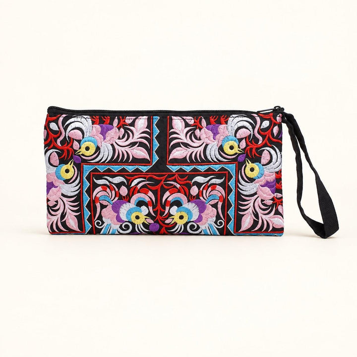 Sarita Hmong Embroidered Wristlet | Colorful Artisan Clutch – Thailand