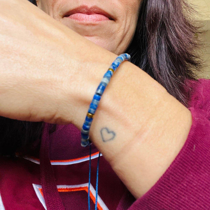 Unity in Blue: Handmade Lapis Lazuli & Gold Bracelet - Mexico-Bracelets-Lumily-Lumily MZ Fair Trade Nena & Co Hiptipico Novica Lucia's World emporium