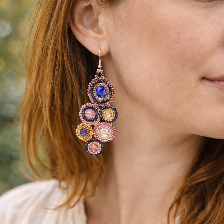 Bola Czech Glass Seed Bead Earrings — Handmade Boho Jewelry Guatemala-Earrings-Lumily-Lumily MZ Fair Trade Nena &amp; Co Hiptipico Novica Lucia&