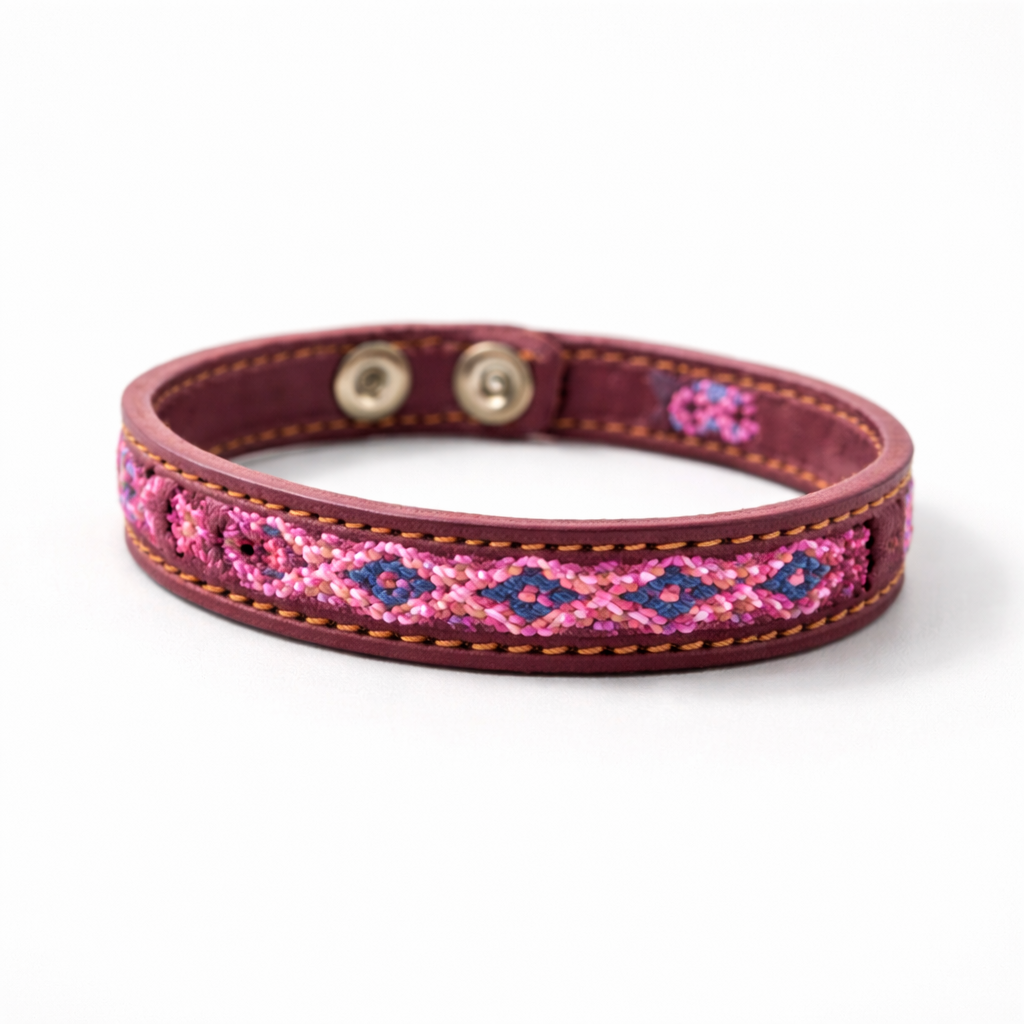 Vista Leather Adjustable Friendship Bracelet - Mexico-Jewelry-Joel (Arte Moderno en Cuero - MX)-Pink Assorted-Lumily MZ Fair Trade Nena &amp; Co Hiptipico Novica Lucia&