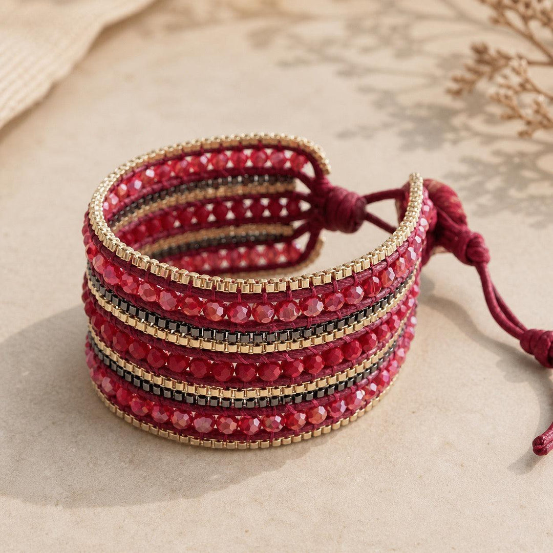 Sol Glass Beaded Gold Chain Elegant Bracelet - Thailand-Jewelry-Lumily-Lumily MZ Fair Trade Nena & Co Hiptipico Novica Lucia's World emporium
