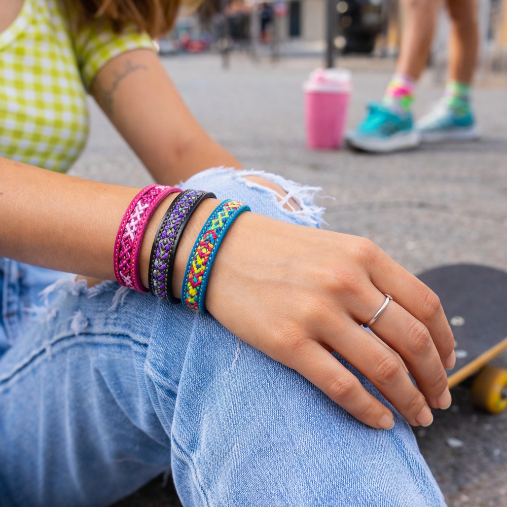 Vista Leather Adjustable Friendship Bracelet - Mexico-Jewelry-Joel (Arte Moderno en Cuero - MX)-Assorted-Lumily MZ Fair Trade Nena & Co Hiptipico Novica Lucia's World emporium