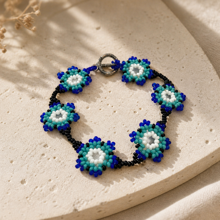 Flower Beaded Bracelet with Clasp - Guatemala-Jewelry-Lumily-Lumily MZ Fair Trade Nena &amp; Co Hiptipico Novica Lucia&