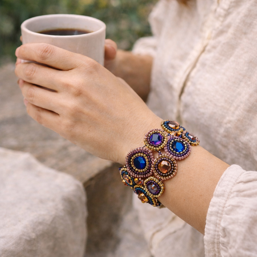 Bola Seed Bead Magnetic Closure Bracelet - Guatemala-Bracelets-Lumily-Lumily MZ Fair Trade Nena &amp; Co Hiptipico Novica Lucia&