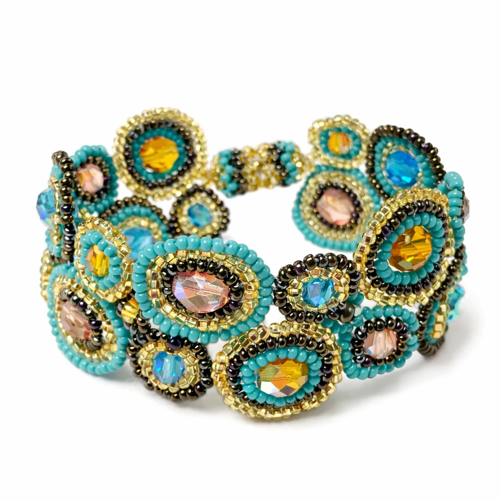 Bola Seed Bead Magnetic Closure Bracelet - Guatemala-Bracelets-Lumily-Turquoise-Lumily MZ Fair Trade Nena &amp; Co Hiptipico Novica Lucia&