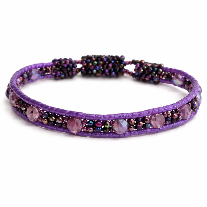 Beaded Bracelet Magnetic Clasp Boho Seed Bead Bracelet Fair Trade - Guatemala-Bracelets-Maria-Purple-Lumily MZ Fair Trade Nena &amp; Co Hiptipico Novica Lucia&