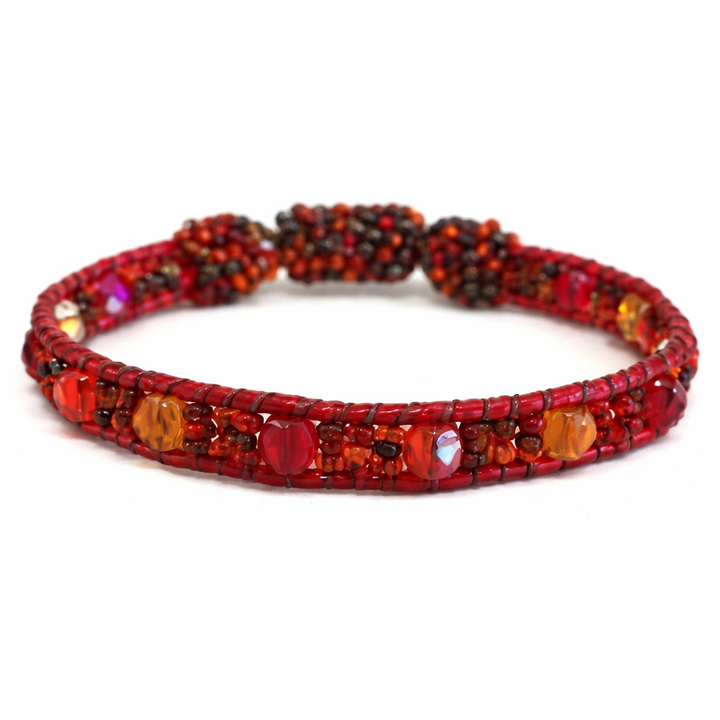 Beaded Bracelet Magnetic Clasp Boho Seed Bead Bracelet Fair Trade - Guatemala-Bracelets-Maria-Orange-Lumily MZ Fair Trade Nena &amp; Co Hiptipico Novica Lucia&