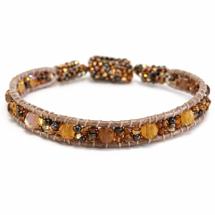 Beaded Bracelet Magnetic Clasp Boho Seed Bead Bracelet Fair Trade - Guatemala-Bracelets-Maria-Brown-Lumily MZ Fair Trade Nena &amp; Co Hiptipico Novica Lucia&