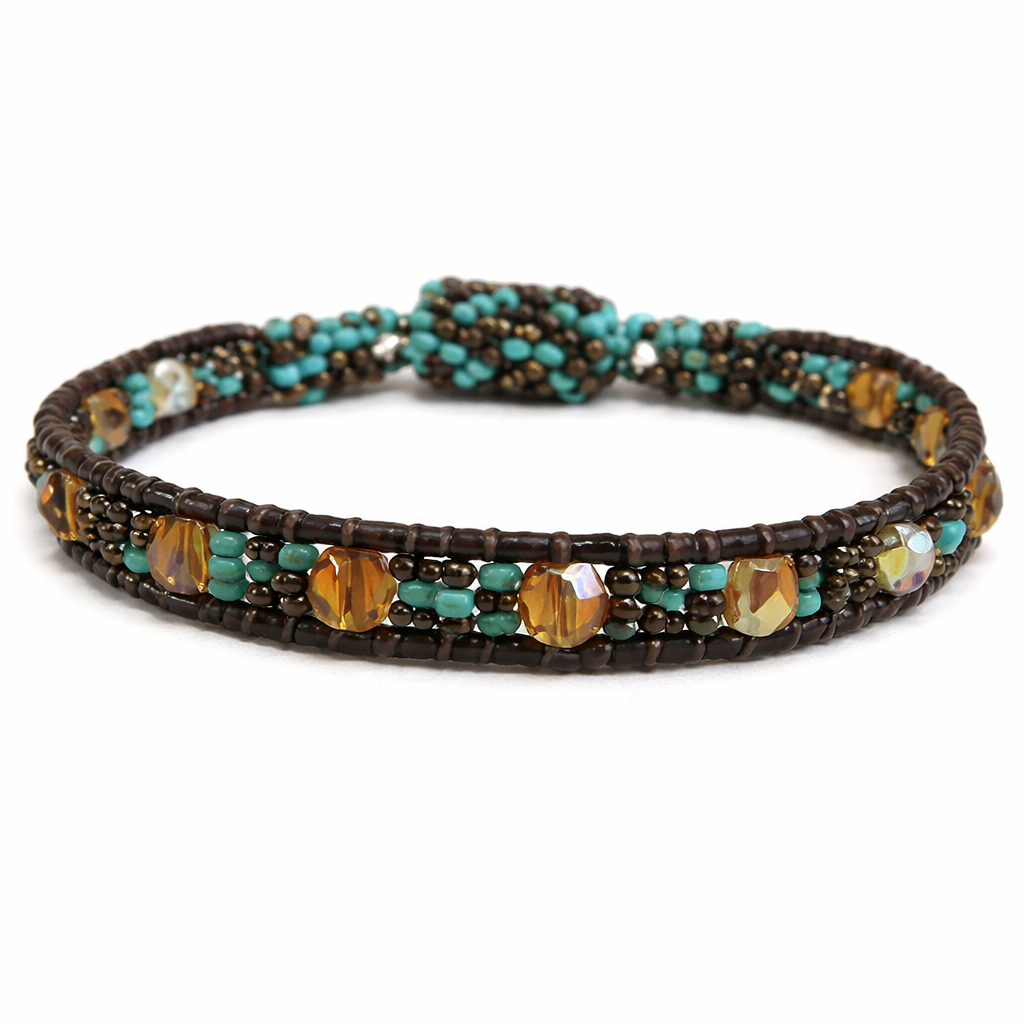 Beaded Bracelet Magnetic Clasp Boho Seed Bead Bracelet Fair Trade - Guatemala-Bracelets-Maria-Turquoise-Lumily MZ Fair Trade Nena &amp; Co Hiptipico Novica Lucia&