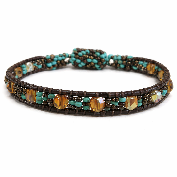 Beaded Bracelet Magnetic Clasp Boho Seed Bead Bracelet Fair Trade - Guatemala-Bracelets-Maria-Turquoise-Lumily MZ Fair Trade Nena &amp; Co Hiptipico Novica Lucia&