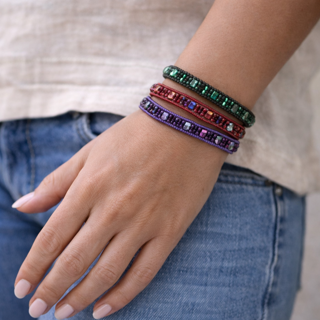 Beaded Bracelet Magnetic Clasp Boho Seed Bead Bracelet Fair Trade - Guatemala-Bracelets-Maria-Lumily MZ Fair Trade Nena &amp; Co Hiptipico Novica Lucia&
