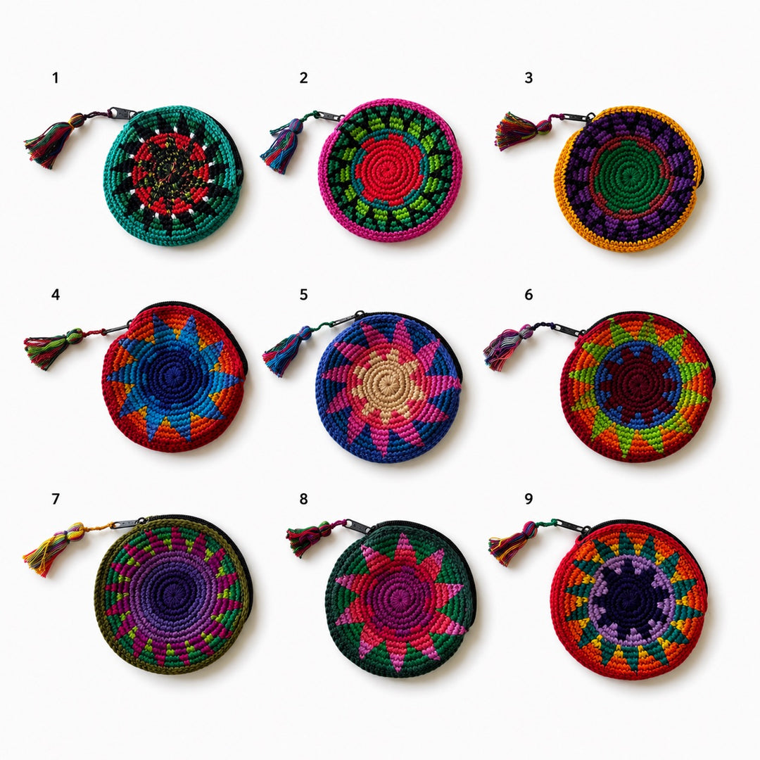 Moon Crochet Hacky Sack Knit Multicolor Handmade Coin Purse - Guatemala