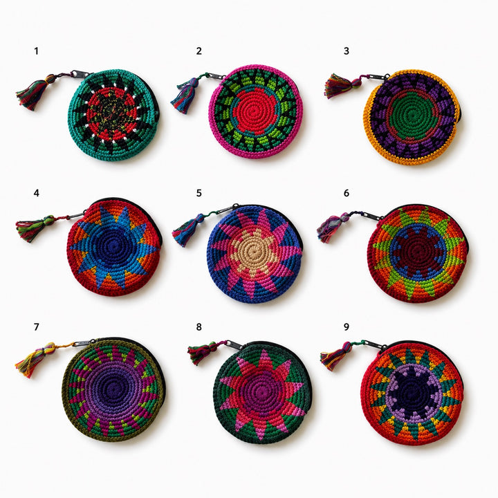 Moon Crochet Hacky Sack Knit Multicolor Handmade Coin Purse - Guatemala