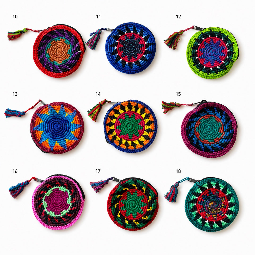 Moon Crochet Hacky Sack Knit Multicolor Handmade Coin Purse - Guatemala