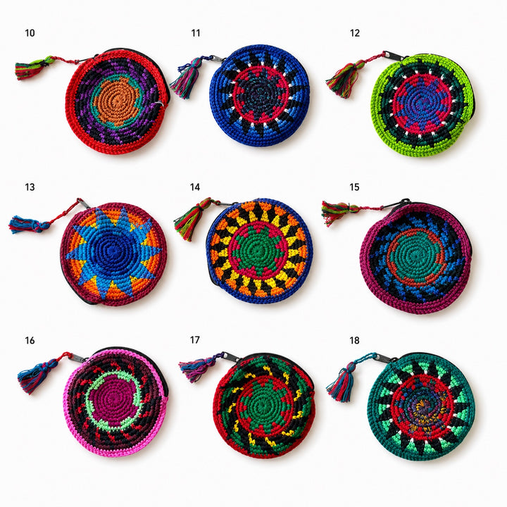 Moon Crochet Hacky Sack Knit Multicolor Handmade Coin Purse - Guatemala