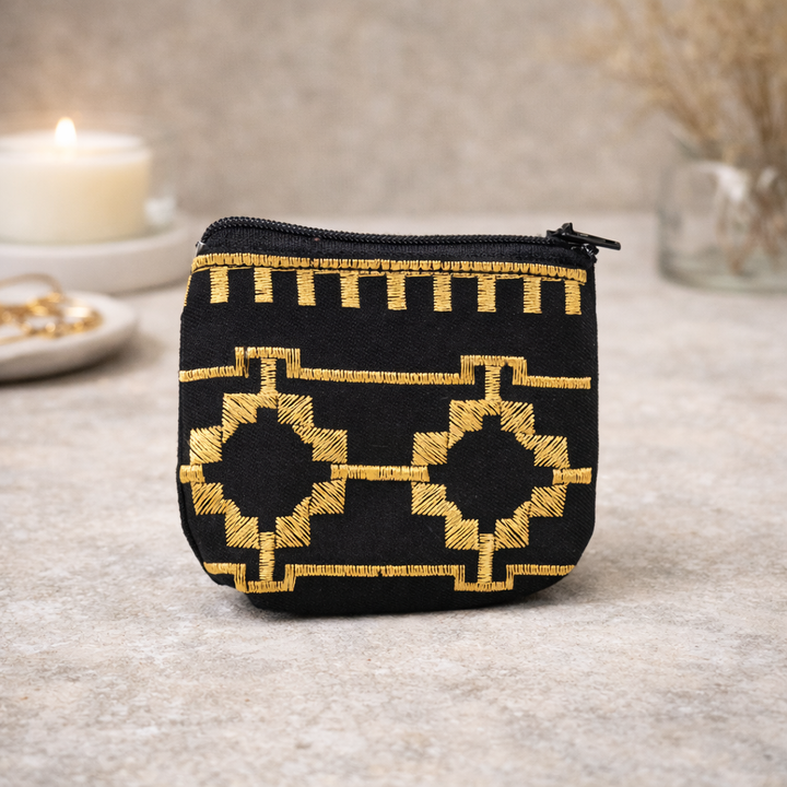 Geometric Embroidered Coin Purse - Thailand-Bags-Ae (Thailand)-Lumily MZ Fair Trade Nena &amp; Co Hiptipico Novica Lucia&
