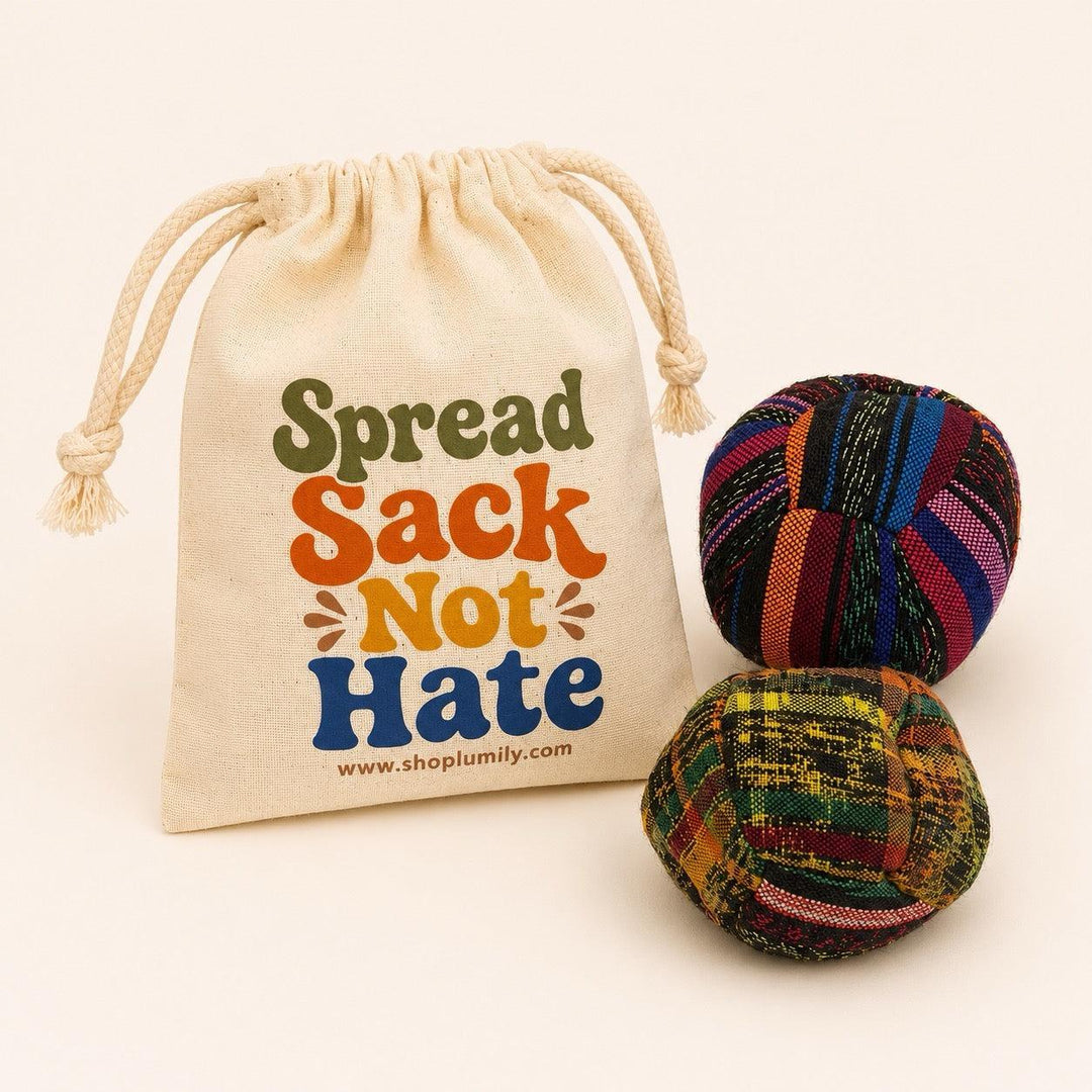 Footbag Woven Corte Foot Sack | Upcycled Guatemalan Textile - Guatemala-Accessories-Laura y Francisco (GU)-2-pack with bag-Lumily MZ Fair Trade Nena &amp; Co Hiptipico Novica Lucia&