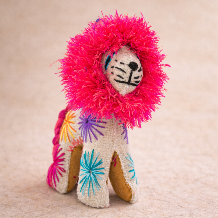 Milo the Lion: Repurposed Wool Boho Decor - Mexico-Decor-ABIGAIL (ARTESANÍAS CHONETIK - MX)-Lumily MZ Fair Trade Nena &amp; Co Hiptipico Novica Lucia&