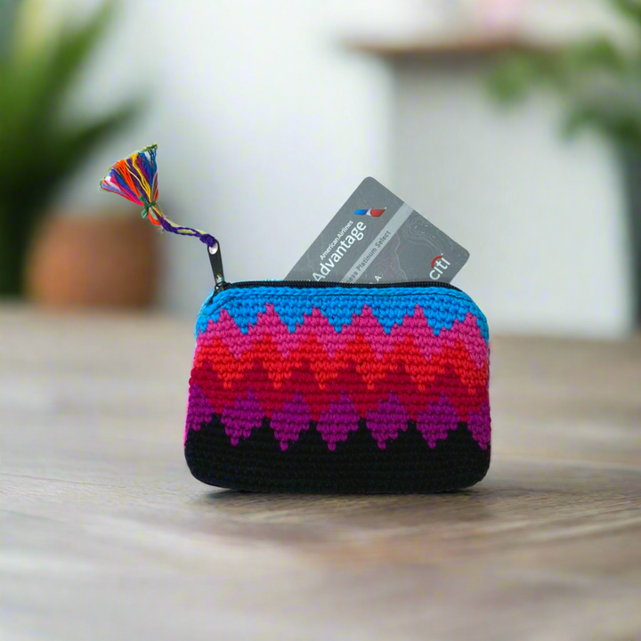 Crochet Multicolor Coin Purse with Tassel - Guatemala-Coin Purses-Juana (GU)-Lumily MZ Fair Trade Nena & Co Hiptipico Novica Lucia's World emporium