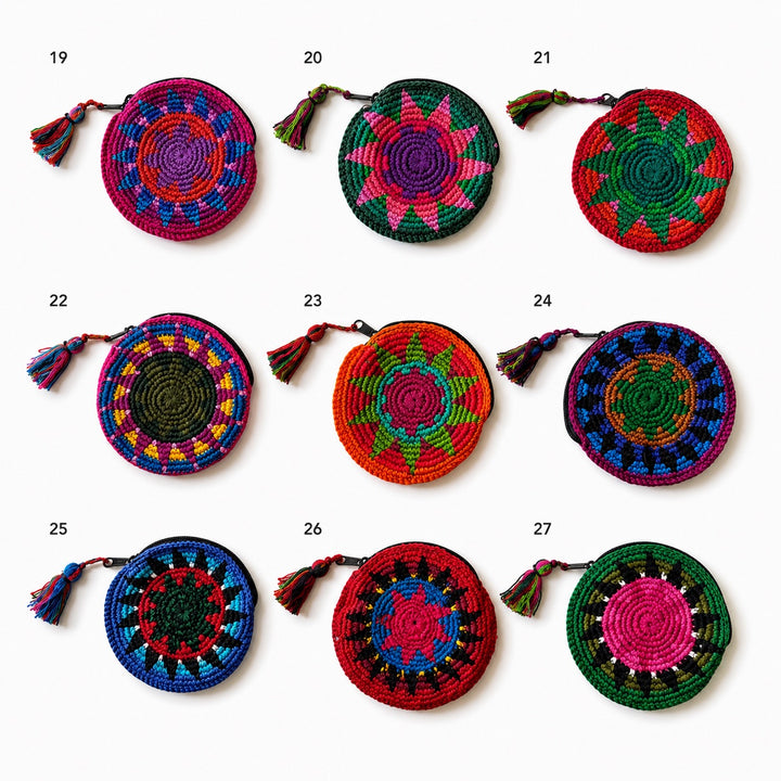 Moon Crochet Hacky Sack Knit Multicolor Handmade Coin Purse - Guatemala