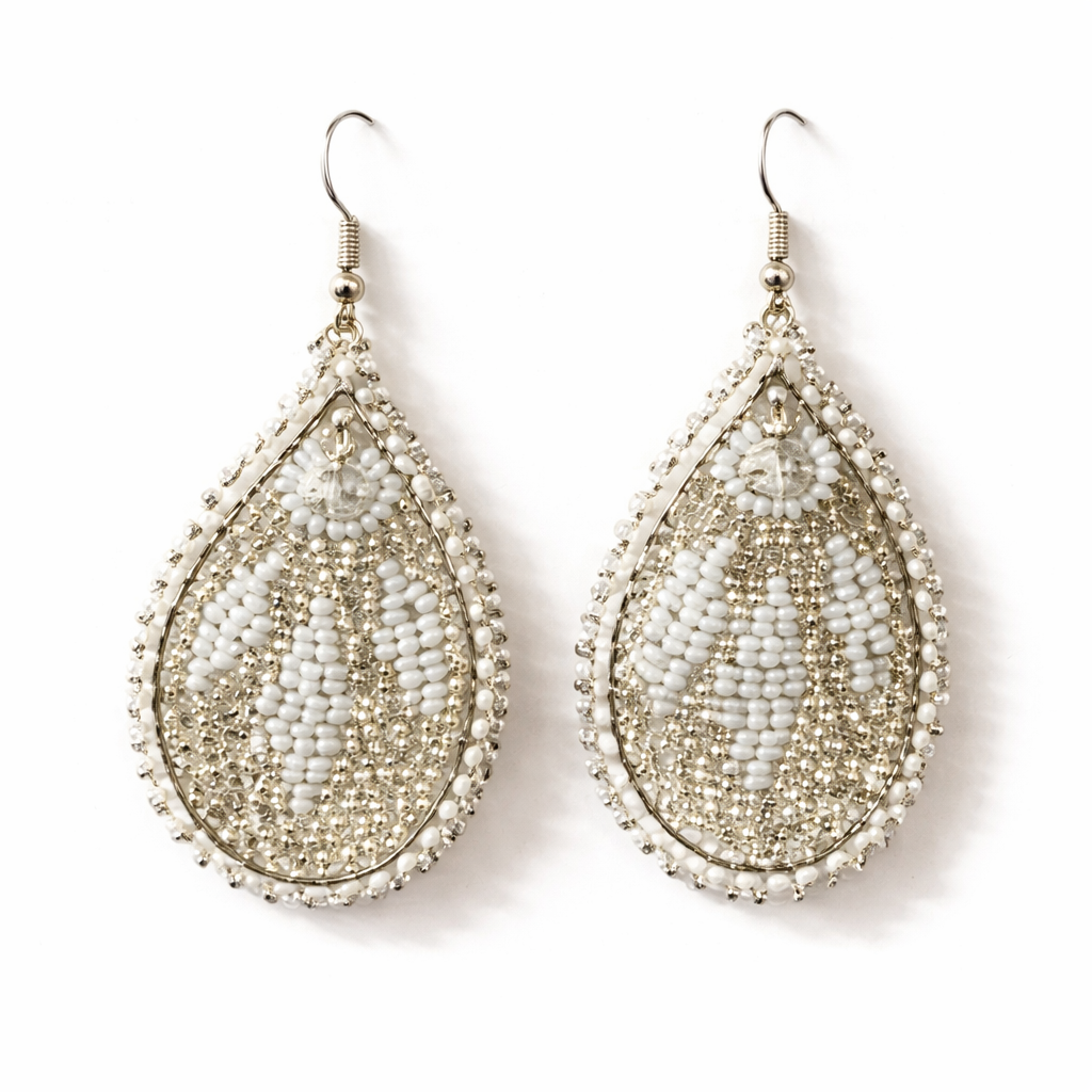 Raindrop Seed Bead Earrings - Guatemala-Jewelry-Lumily-Winter-Lumily MZ Fair Trade Nena & Co Hiptipico Novica Lucia's World emporium