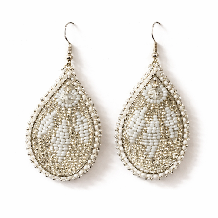 Raindrop Seed Bead Earrings - Guatemala-Jewelry-Lumily-Winter-Lumily MZ Fair Trade Nena & Co Hiptipico Novica Lucia's World emporium