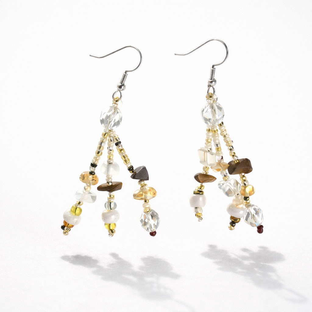 Luzy Seed Bead Crystal Dangly Earrings - Guatemala-Jewelry-Lumily-Beach-Lumily MZ Fair Trade Nena &amp; Co Hiptipico Novica Lucia&
