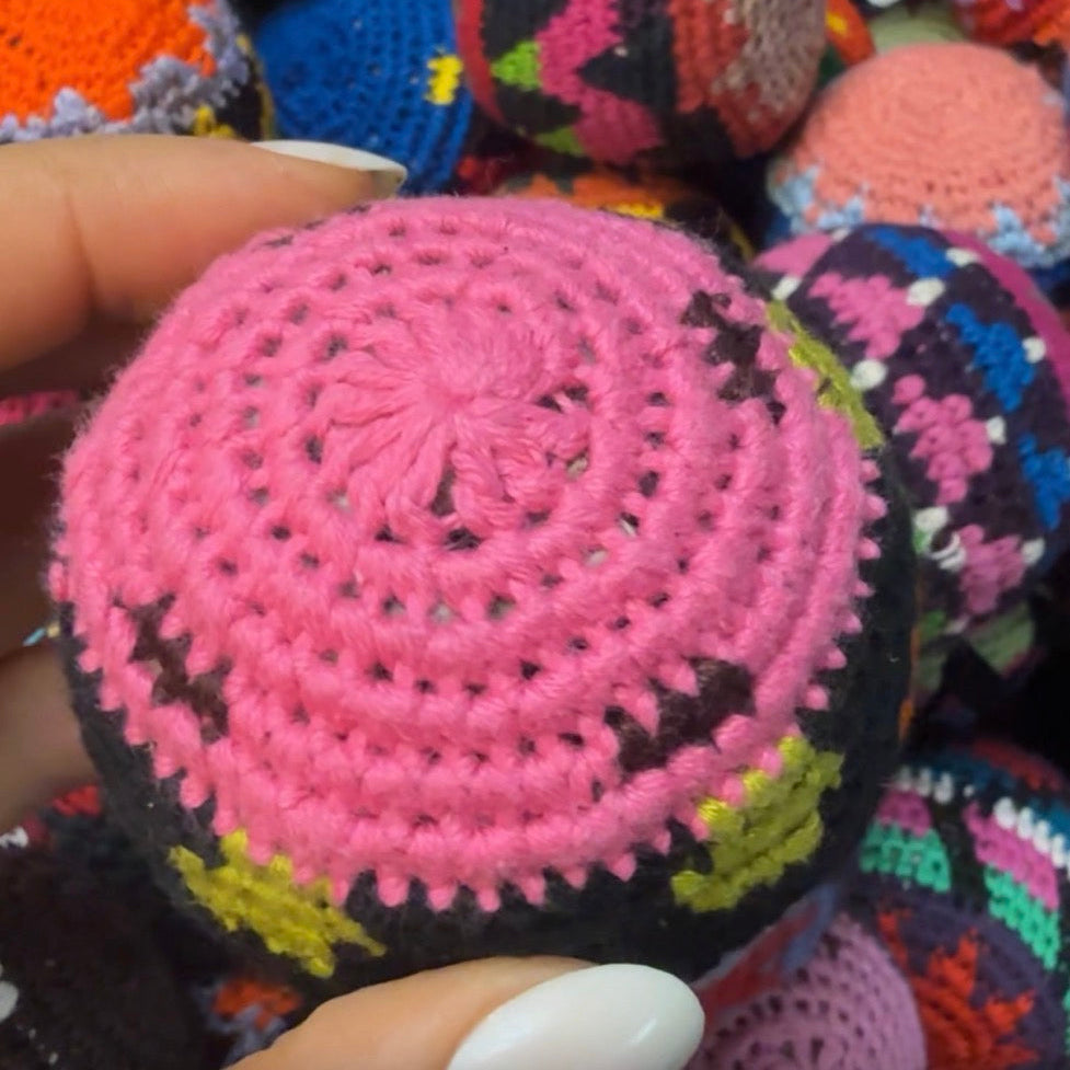 6-Pack Handmade Crochet Foot Sack Imperfects — Artisan Seconds | Foot Bag Hacky Bag | Hacky Bag | Hand Crocheted | Bundle Pack