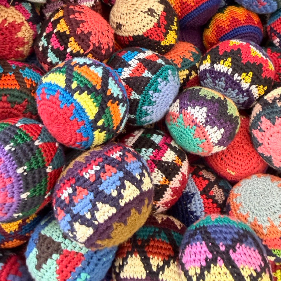 6-Pack Handmade Crochet Foot Sack Imperfects — Artisan Seconds | Foot Bag Hacky Bag | Hacky Bag | Hand Crocheted | Bundle Pack