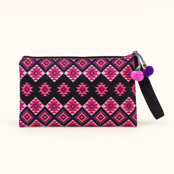 Sarita Hmong Embroidered Wristlet | Colorful Artisan Clutch – Thailand