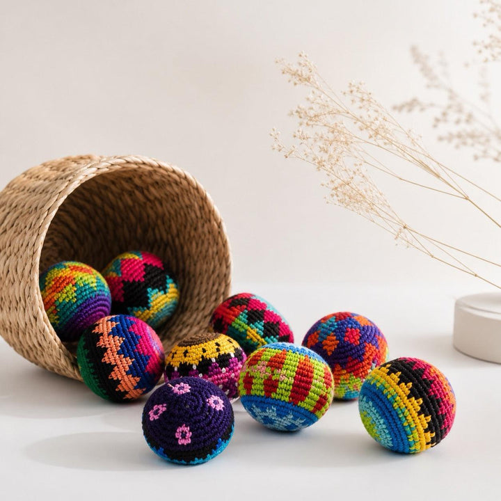 Knit Multicolor Hacky Sack Stress Ball Foot Bag Crochet - Guatemala / Mexico-Accessories-Juana (GU)-Lumily MZ Fair Trade Nena &amp; Co Hiptipico Novica Lucia&
