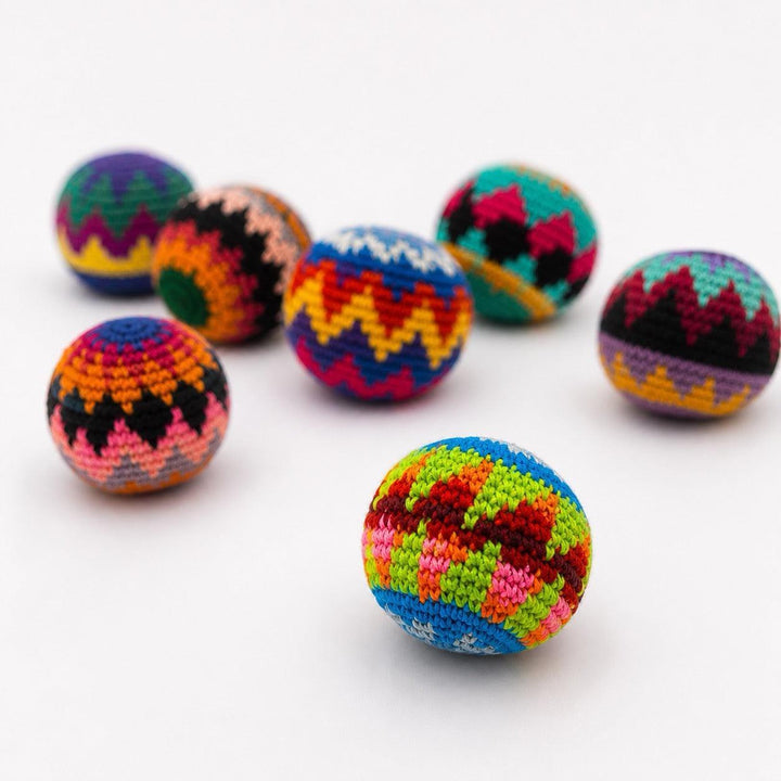 Knit Multicolor Hacky Sack Stress Ball Foot Bag Crochet - Guatemala / Mexico-Accessories-Juana (GU)-Lumily MZ Fair Trade Nena &amp; Co Hiptipico Novica Lucia&