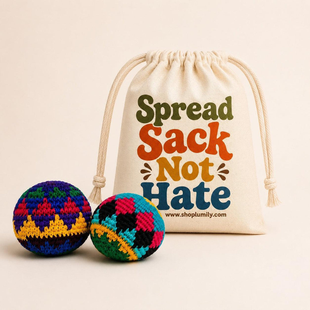 Foot Bag Knit Multicolor Sack Stress Ball Crochet - Guatemala-Decor-Juana (GU)-2 Pack Multicolor + Pouch-Lumily MZ Fair Trade Nena &amp; Co Hiptipico Novica Lucia&