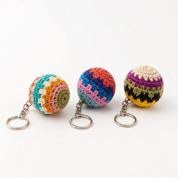 Mini Hacky Sack Handmade Footbag Knit Crochet Keychain – Guatemala-Accessories-Juana (GU)-3 Pack-Lumily MZ Fair Trade Nena &amp; Co Hiptipico Novica Lucia&