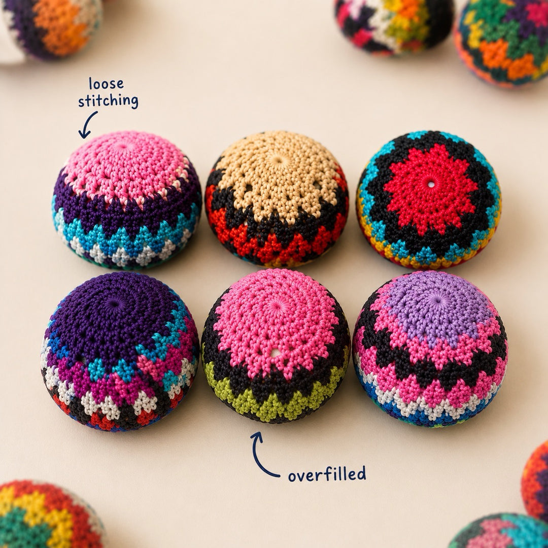 6-Pack Handmade Crochet Foot Sack Imperfects — Artisan Seconds | Foot Bag Hacky Bag | Hacky Bag | Hand Crocheted | Bundle Pack
