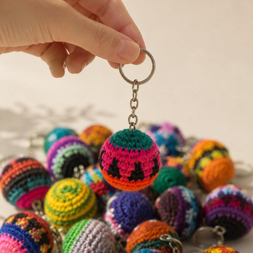 Mini Hacky Sack Handmade Footbag Knit Crochet Keychain – Guatemala-Accessories-Juana (GU)-Lumily MZ Fair Trade Nena & Co Hiptipico Novica Lucia's World emporium